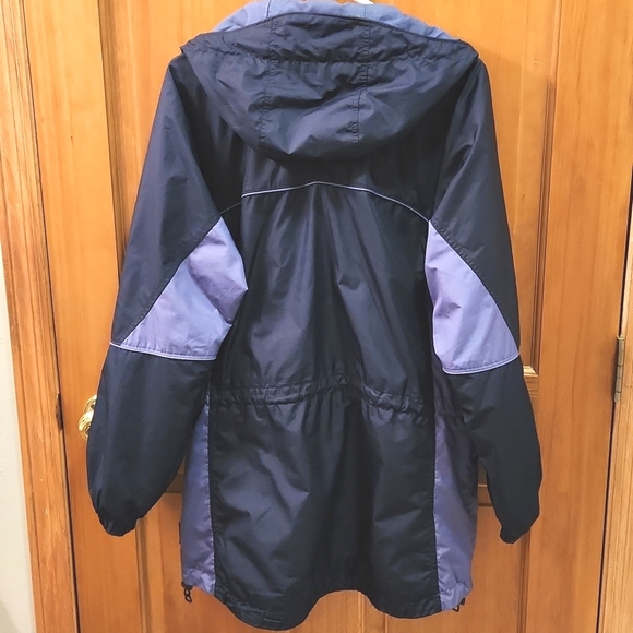 Columbia Windbreaker, Drawstring Hood, Waist & Hem. Blue Size M - Picture 5 of 6